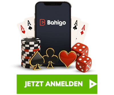 Bahigo Casino Bonus mit Smartphone Spielkarten und Chips
